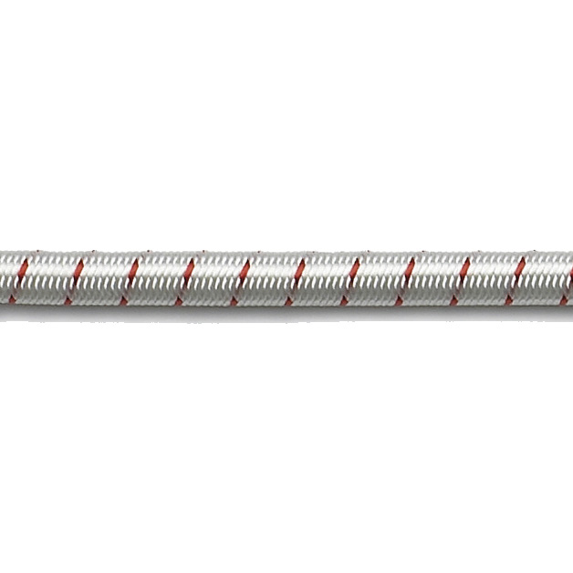 Robline Strikk (shock cord) hvit/rød 6 mm 100 m